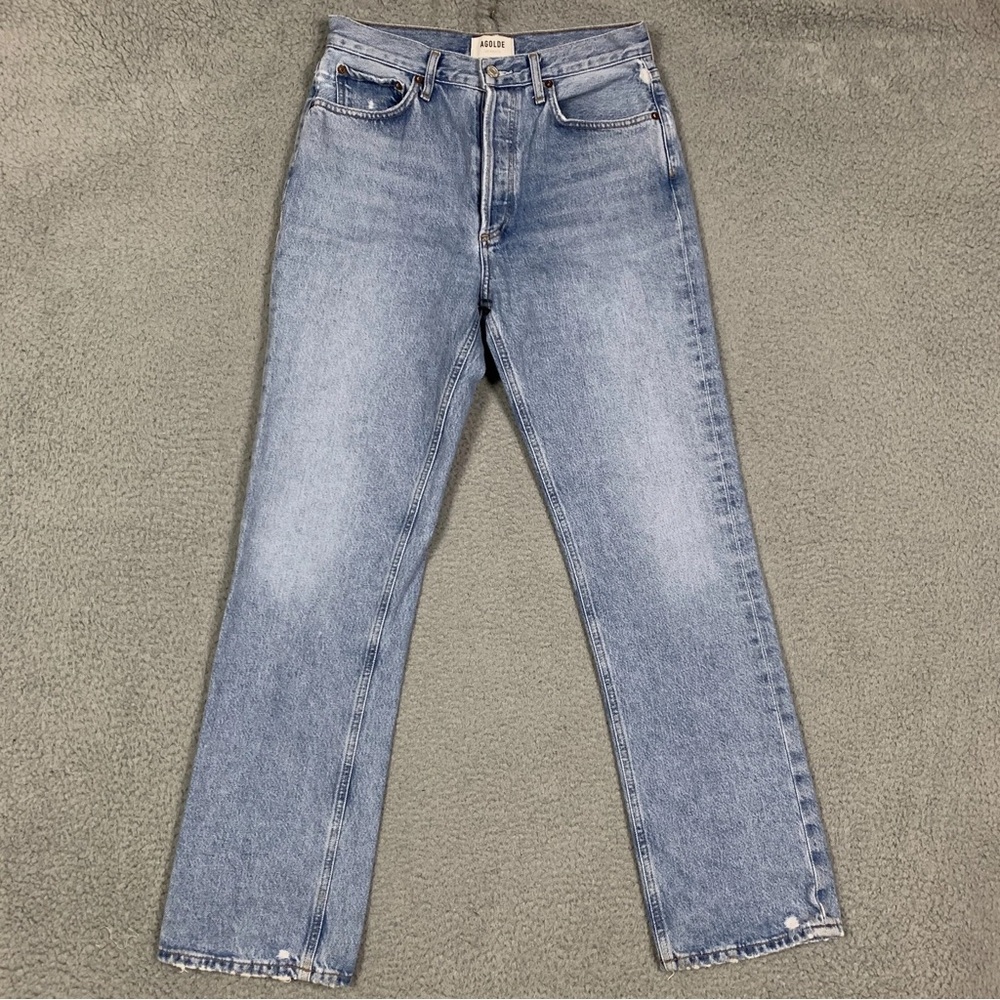 Agolde Lana Straight Riptide Blue High Rise Jeans Size 27
